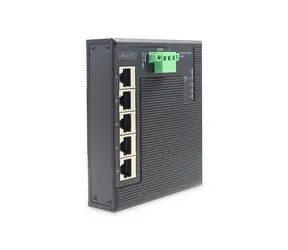 Digitus průmyslový plochý switch 5x Gigabit černá / Switch / Unmanaged / DIN lišta / IP40