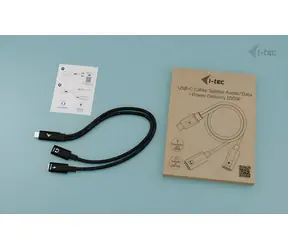 i-tec USB-C Cable Splitter černá / Rozdvojka USB-C / PD 100W / audio/data / 0,3 m