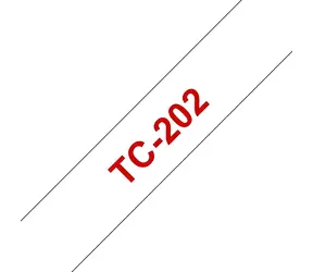 Brother TC-202 / Páska pro tiskárnu štítků / 12 mm / 7,7 m / červený tisk na bílém podkladu / laminovaná