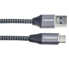 PremiumCord USB-C - USB 3.0 A / Datový kabel / USB 3.1 Gen 1, 5 Gbit/s / 3A / 0,5 m / bavlněný oplet