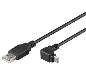 PremiumCord Kabel USB-A - Micro USB zahnutý 90° černý / Kabel / USB 2.0 / 3 m