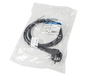 LogiLink napájecí kabel CEE7/7 černá / Napájecí kabel / zahnutý 90° / 1,5 m