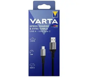 Varta Nabíjecí kabel USB-A - USB-C černá, šedá / Kabel / 60W / 5 Gbit/s / 2 m