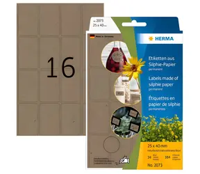 HERMA Silphie etikety 25x40mm hnědá / Etikety / zaoblený roh / permanentní / 384 ks / 24 listů