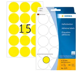 Herma Etikety kulaté žluté / 32 mm / papír / 480 ks