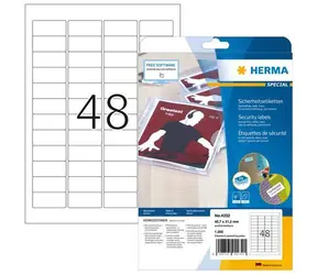 Herma bezpečnostní etikety bílé 45,7x21,2 mm / Etikety / Fólie / 1200 ks / A4