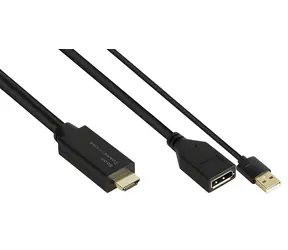 Good Connections HDMI 2.0b - DisplayPort 1.2 adaptér černá / Adaptér / 4K UHD 60Hz / USB napájení / 0,3 m