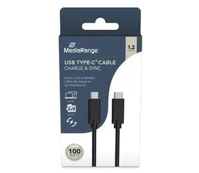 MediaRange USB-C - USB-C černá / Datový a nabíjecí kabel / USB 3.2 Gen 1 / PD 100 W / 10 Gbit/s / 1,2 m