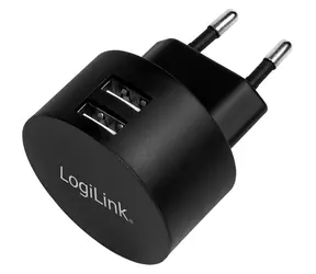 LogiLink USB nabíjecí adaptér černá / Nabíjecí adaptér / 2x USB-A / Fast Charging / 10,5 W