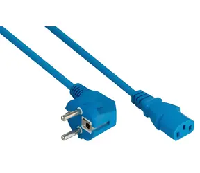 Kabelmeister Schuko 90° - C13 modrá / Napájecí kabel / 3 m / 10 A / 250 V