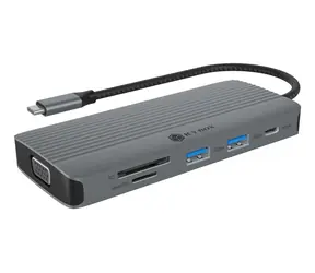 Icy Box IB-DK4040a-CPD stříbrná / Dokovací stanice / USB-C / 10v1 / HDMI 4K / VGA / PD 100W / Gigabit LAN