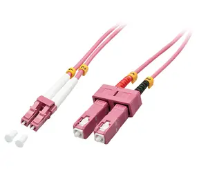 Lindy LC/SC OM4 růžová / Optický duplexní kabel / Multimode / 50/125 µm / 1 m