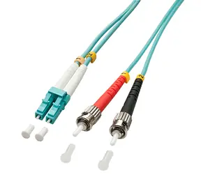Lindy LC/ST tyrkysová / Optický duplexní kabel / OM3 Multimode / 50/125 µm / 1 m