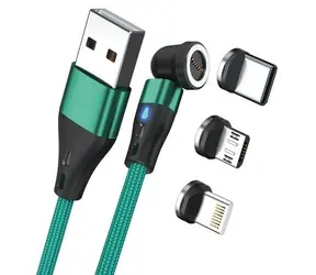 RealPower MagneticCharge3 zelená / Magnetický nabíjecí kabel / USB-A / 3 A / 1 m / adaptéry