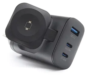 RealPower PC-43 Watch černá / Nabíječka / 43W / 2x USB-C PD / 1x USB-A QC 3.0 / bezdrátové nabíjení hodinek