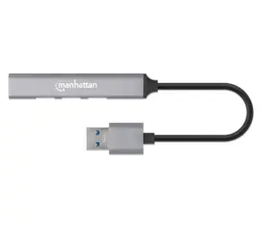 Manhattan USB Hub šedá / USB hub / 4x USB-A / USB 3.2 Gen 1 5 Gbit/s / Bus Power