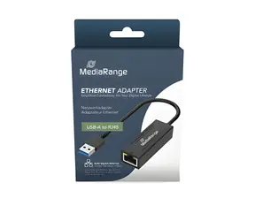 MediaRange adaptér USB-A na RJ45 černá / Adaptér / Gigabit Ethernet / 20 cm / Plug & Play