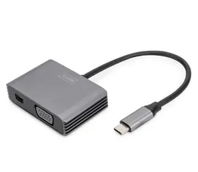 Digitus / Adaptér / USB-C - miniDP + VGA / 4K 30Hz / 20 cm