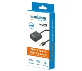 Manhattan USB-A na HDMI adaptér černý / Adaptér / USB 3.1 Gen 1 / Full HD 1080p / 60 Hz / plast