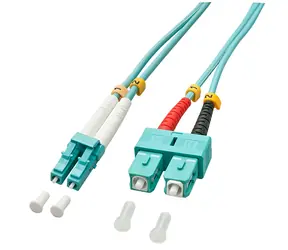 Lindy LWL Duplex tyrkysová / Optický kabel / LC/SC / Multimode OM3 / 10 m