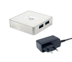 Conceptronic USB hub 4x USB-A 3.0 bílý / USB-A hub / Micro-B / napájecí adaptér 5V/2A