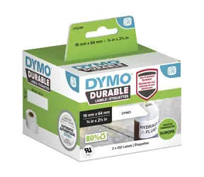 Dymo plastové štítky 64x19mm 2x450 ks / bílé / permanentní / odolné vlhkosti a olejům