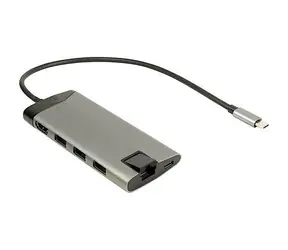 Inter-Tech Argus GDC-802 šedá / Dokovací stanice / USB-C / 1x HDMI / 3x USB 3.2 Gen 1 / LAN / čtečka karet