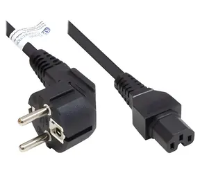 Good Connections Napájecí kabel Schuko - C15 černý / Napájecí kabel / úhlový 90° / 3 m / 10 A