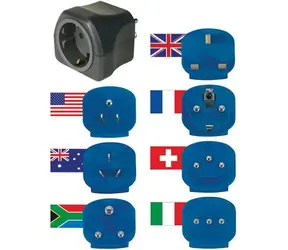 Brennenstuhl cestovní adaptér sada 7 zástrček černá / Cestovní adaptér / 10 A / 250 V / uzemněný