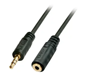 Lindy černá / Propojovací kabel / Jack 3,5 mm samec/samice / Stereo / 10 m
