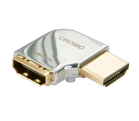 Lindy CROMO chromová / Adaptér HDMI / 90° pravoúhlý / HDMI (M) - HDMI (F)