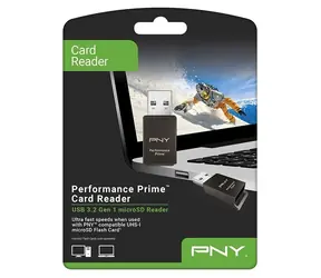 PNY Performance Prime černá / Čtečka paměťových karet / MicroSDXC / USB 3.2 Gen 1