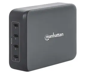 Manhattan GaN nabíječka 240W černá / Nabíječka / 4x USB-C / USB Power Delivery 3.1 / max. 140W/port