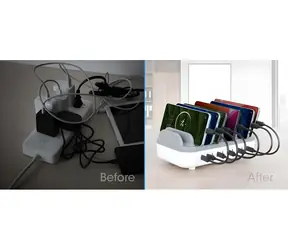 Manhattan 102766 bílá, šedá / Nabíjecí stanice / 10x USB-C / 200 W / Power Delivery / rychlé nabíjení