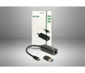Inter-Tech Argus IT-732 černá / Adaptér / USB-C na RJ-45 / 2,5 Gigabit Ethernet / podpora WOL