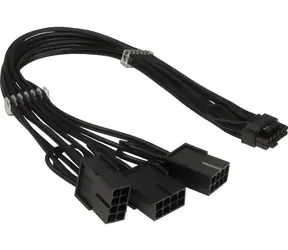 Inter-Tech GPU-02 / Napájecí adaptér / 12VHPWR na 3x PCIe 8-pin / 34 cm / 450 W
