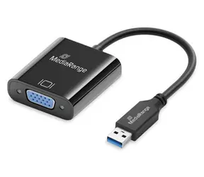 MediaRange USB-A 3.0 na VGA černá / Konvertor / Full HD 60Hz / pozlacené kontakty