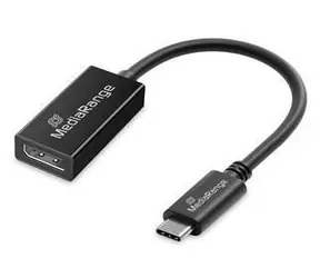 MediaRange USB-C - DisplayPort černá / Konvertor / 20 cm / 8K 60 Hz / pozlacené kontakty