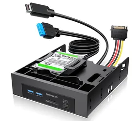 GrauGear Frontpanel USB Hub a čtečka karet / Frontpanel / 5,25" / USB-C 20 Gbps / 2x 2,5" SSD rámeček