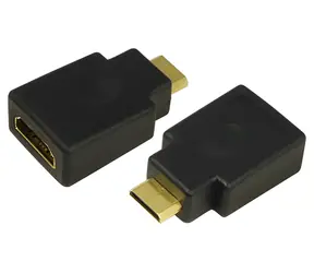 LogiLink Adaptér mini HDMI (M) - HDMI (F) černá / Adaptér / 8,16 Gbit/s / pozlacené konektory