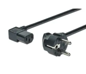Digitus Napájecí kabel Schuko 90° - IEC C13 90° 1,8m černá / Napájecí kabel / H05VV-F3G / 10A 250V