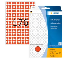 HERMA Etikety kulaté červené 8 mm / Papírové / 5632 ks