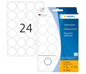 HERMA Etikety kulaté bílé 25 mm / Papírové / 768 ks