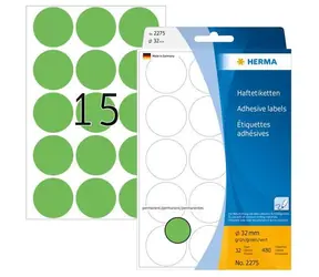 Herma Etikety kulaté zelené / 32 mm / papír / 480 ks