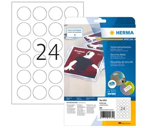 Herma bezpečnostní etikety bílé O40 mm / Etikety / Fólie / 600 ks / A4