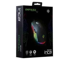 INCA IMG-GT17 černá / Herní myš / optická / 6400 DPI / 7 tlačítek / RGB / USB-A / 1,8 m
