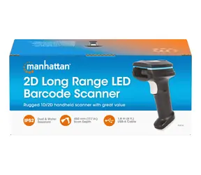 Manhattan Čtečka čárových kódů 1D/2D černá / Ruční čtečka / IP52 / 45 cm / USB