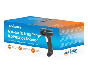 Manhattan Čtečka čárových kódů 1D/2D bezdrátová černá / Čtečka čárových kódů / LED / RF / dosah 80 m / IP52