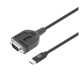 Manhattan adaptér USB-C na RS232 DB9 PL2303GT černý / Adaptér / USB-C - DB9 (RS232) / 1 m