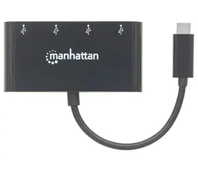 Manhattan USB-C Hub černý / USB hub / 4x USB-A / USB 3.2 Gen 1 / 5 Gbit/s / Bus Power